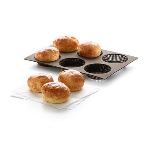Plaque Perforée 6 Petits Pains Ronds En Silicone Lekue