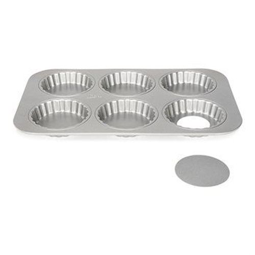 Moule 6 Tartelettes Acier Revêtu Fond Amovible 10 Cm Patisse