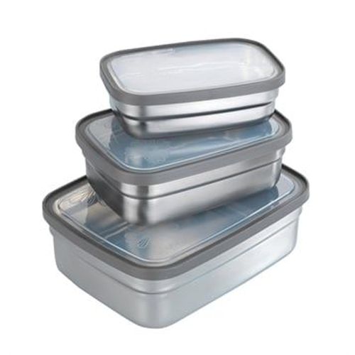 Set De 3 Lunch Box En Inox Et Couvercles En Plastique Wenko By Maximex