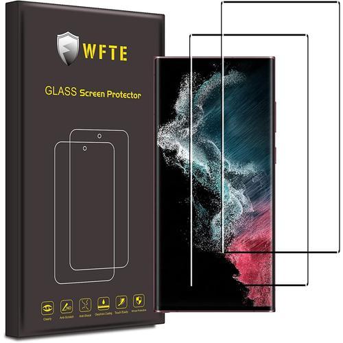 WFTE [Lot de 2 Verre Trempé pour Samsung Galaxy S22 Ultra 5G 3D Couverture  Complète Film de Protection d'écran avec Haute Transparence à 99%