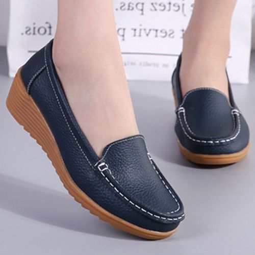 Mocassins En Cuir Souple Talons Plats Noirs Pour Femme Chaussures Décontractées
