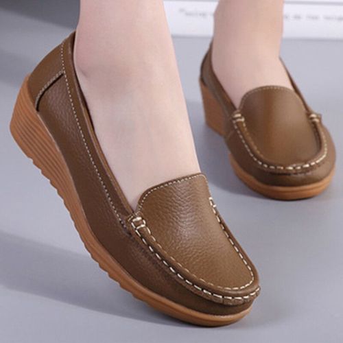 Chaussures Mocassins En Cuir Souple Talons Plats Noirs Pour Femmechaussures Décontractées