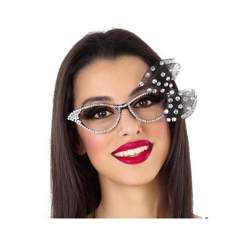 Lunettes Avec Cravate En Argent Brillant