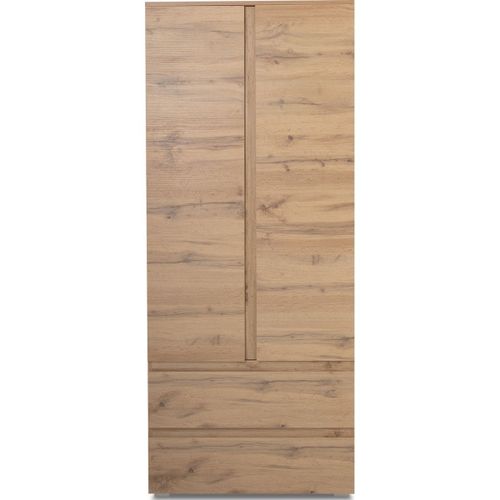 Vaisselier 2 Portes 2 Tiroirs Effet Chêne 80 Cm