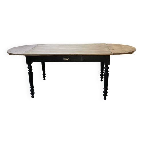 Table De Ferme En Pin Ovale Avec Allonges 2m Bois