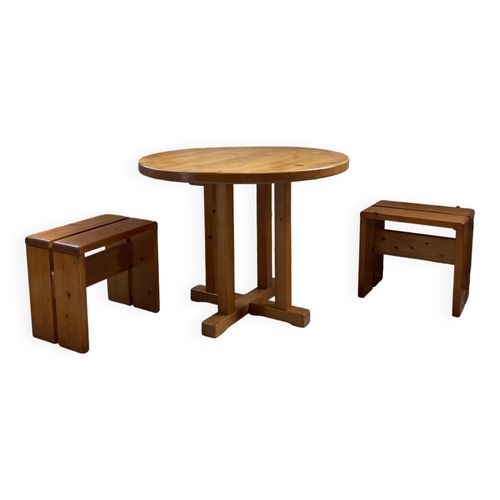 Ensemble Table Et Tabourets Les Arcs 1960 Bois