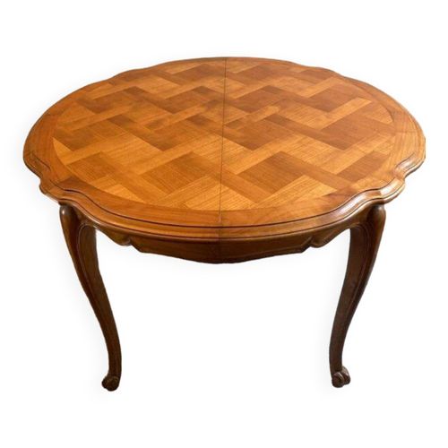 Table Ronde Style Louis Xv En Marqueterie De Merisier Bois