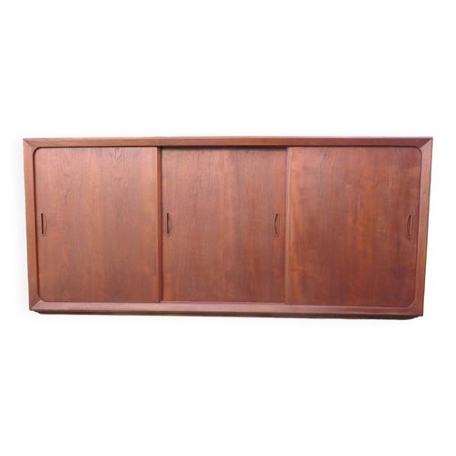Enfilade Basse  3 Portes Coulissantes En Teck Danemark 1960 Marron