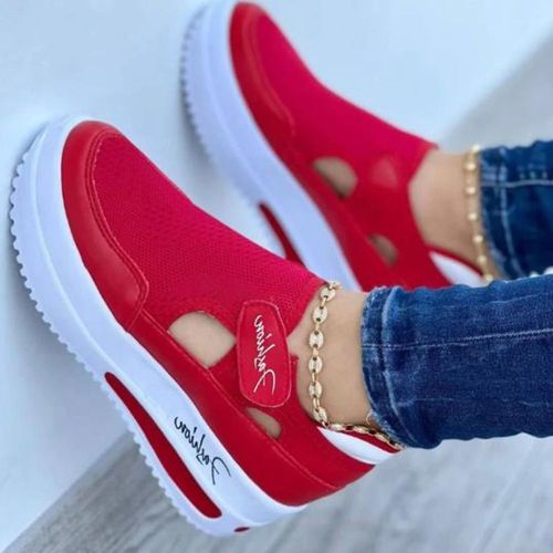 Chaussures Chaussures De Tennis Rouges Pour Femmeschaussures En Toile Pour Femmeschaussures De Sport Décontractées Pour Damesplateforme De Rencontreévider