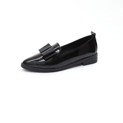 Chaussures Mocassins Pointus En Cuir Verni Pour Femmesdécor De N?udchaussures Plates Parkerchaussures Décontractées