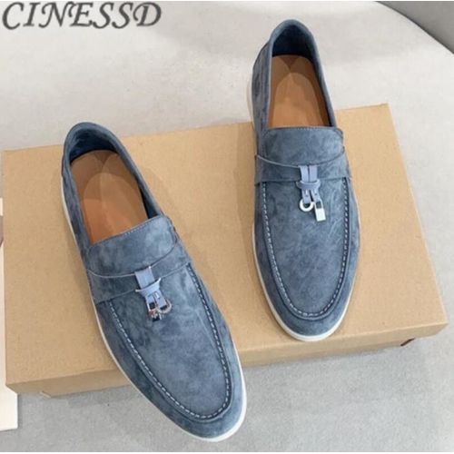 Chaussures Chaussures De Marche Plates En Cuir Suédé Pour Femmesmocassins Paresseuxmocassins Décontractésmules Confortableschaussures De Conduiteverrouillage En Métal