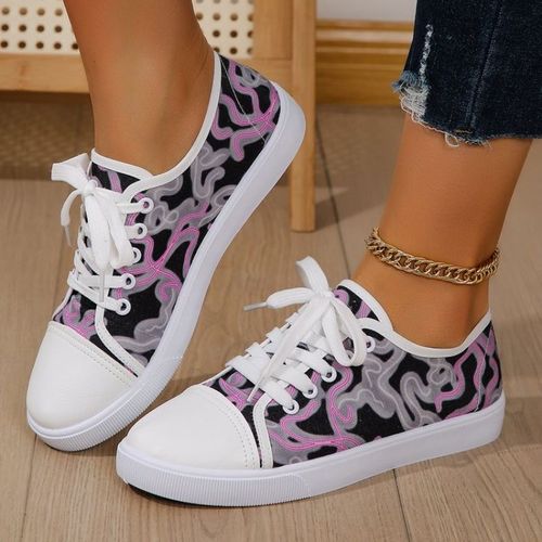 Baskets En Toile À Carreaux Et Imprimé Zèbre Pour Femme,Chaussures De Marche Canisées Légères,Grande Taille 43