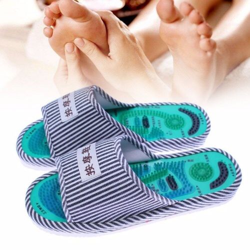 Chaussures De Soins Des Pieds En Coton, 1 Paire, Motif Rayé Réflexologie, Pantoufles D'acupuncture, Massage, Promotion De La Circulation Sanguine, Relaxation 