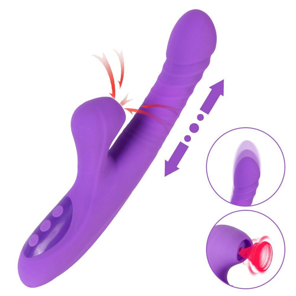 Vibromasseur gode pour femme, jouet sexuel chauffant, stimulation  clitoridienne, point G, lapin, double moteur, succion | Rakuten