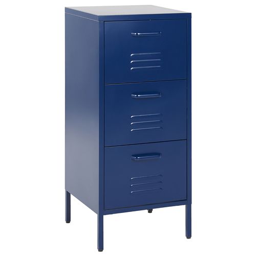 Commode À 3 Tiroirs En Métal Bleu Marine Wostok