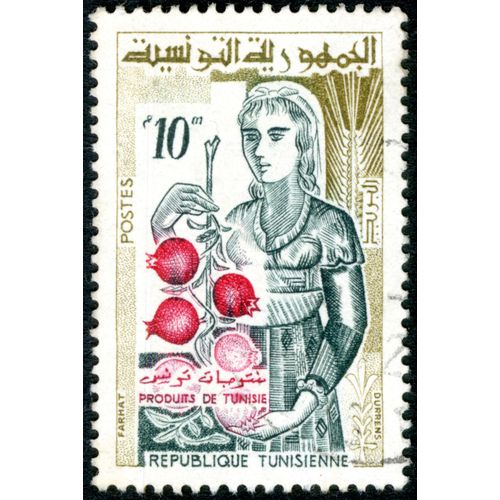 Timbre Oblitéré République Tunisienne, Produits De Tunisie, Postes, 10m