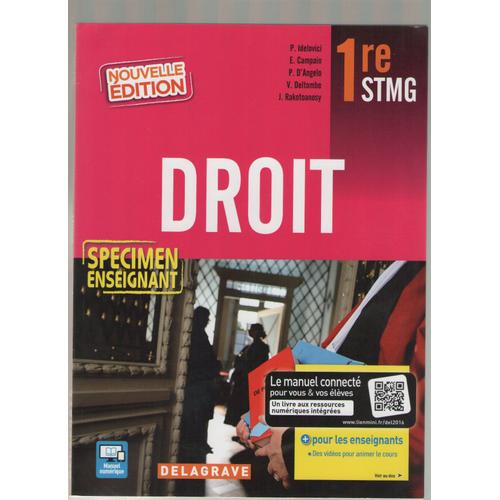 Droit, 1er Stmg, Nouvelle Édition , Spécimen Enseignant, Delagrave