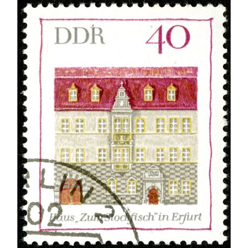 Timbre Oblitéré Ddr, Haus ‘Zum Stockfisch’ In Erfurt, 40