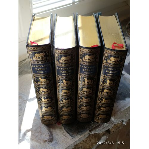 Jean De La Fontaine: " Fables " En 4 Volumes * Aux Éditions D Art J. De Bonnot **1982 ** Reliure Plein Cuir- Ill. Oudry - Litt. Française -17ème