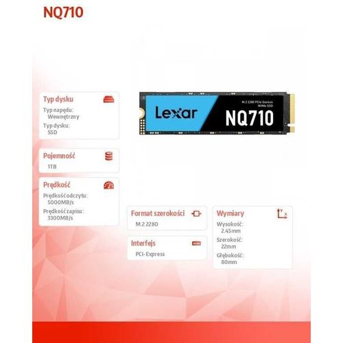 Ssd M.2 Lexar 1tb Nq710 Pcie Gen4x4 Nvme