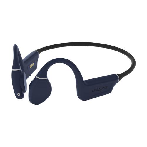 Creative Outlier Free Pro+ - Écouteurs avec micro - oreille dégagée - montage derrière le cou - Bluetooth - sans fil - bleu nuit, noir mat