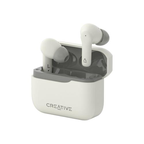 Creative Zen Air Plus - Écouteurs sans fil avec micro - intra-auriculaire - Bluetooth - Suppresseur de bruit actif - crème