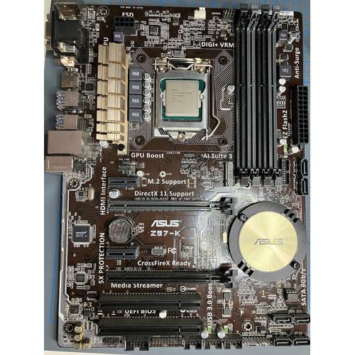 Carte mère Asus Z97-K avec processeur Intel Core i7-4770K 3.5Ghz 4 coeurs et ventilateur, Occasion