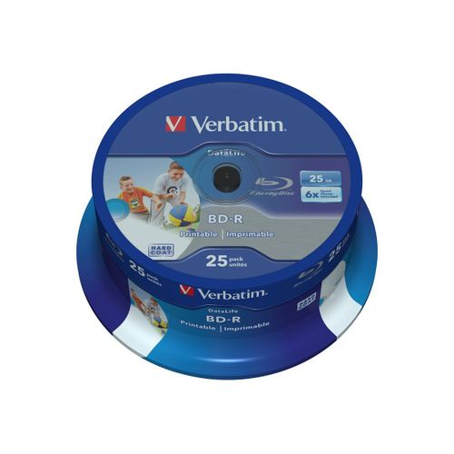 Verbatim DataLife - 25 x BD-R - 25 Go 6x - surface imprimable par jet d'encre - spindle