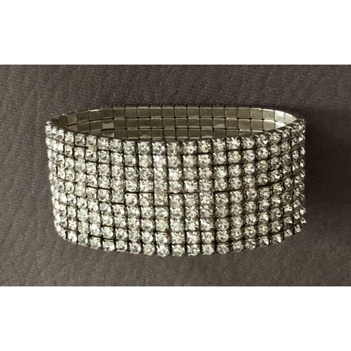 Bracelet Extensible Garni De Strass Brillants Largeur 3,2 Cm