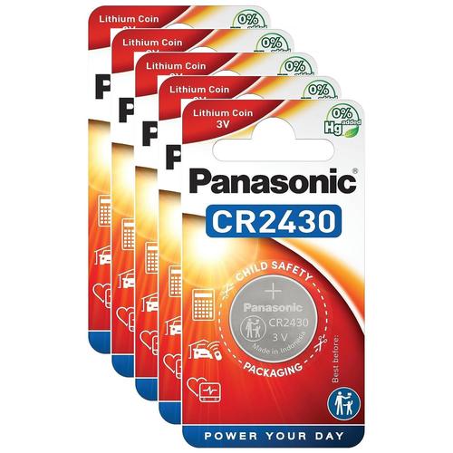 Panasonic Lot de 5 Blisters de 1 pile lithium CR2430 3V