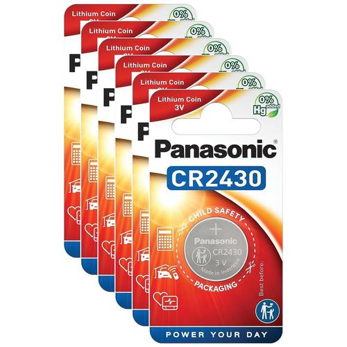 Panasonic Lot de 6 Blisters de 1 pile lithium CR2430 3V