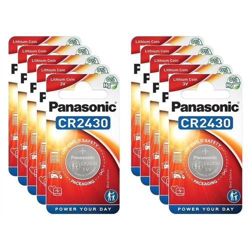 Panasonic Lot de 10 Blisters de 1 pile lithium CR2430 3V