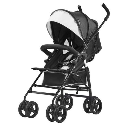 Poussette Légère-Vevor-Grand Panier De Rangement, Poussette Parapluie Pour Bébé Pour Voyage Et Plus Encore-Noir/Blanc