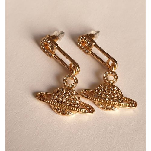 Boucles D'oreilles Planètes Strass Dorées