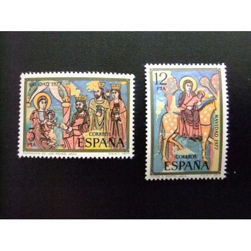 Ar Espagne 1977 / Noël Noel (Adoration Des Rois - Fuite En Egypte) / Edifil 2446 / 47 Mnh Yvert 2091 / 92 Mnh