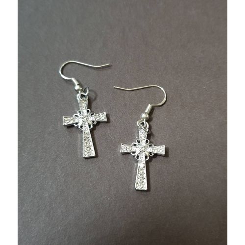 Boucles D'oreilles Croix Strass