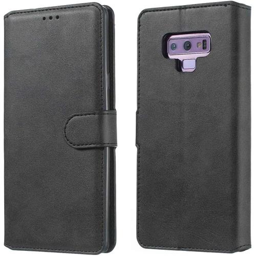 Generic Coque Samsung Galaxy Note 9 Etui Portefeuille,Avec Porte Xarte Support Fermeture Magnétique Housse Cuir Flip Cover Pour Samsung Galaxy Note 9 6.4"" -Le Noir