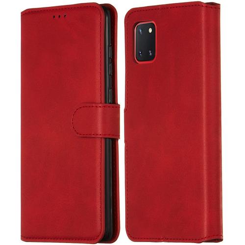 Generic Coque Samsung Galaxy Note 10 Lite Etui Portefeuille,Avec Porte Xarte Support Fermeture Magnétique Housse Cuir Flip Cover Pour Samsung Galaxy Note 10 Lite 6.7"" -Rouge