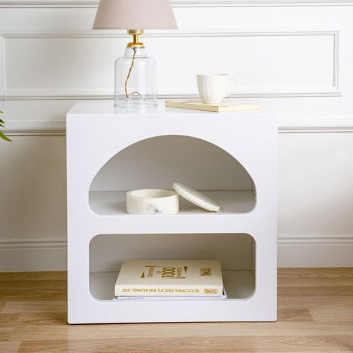 Amal - Table De Chevet Avec Niches Blanc