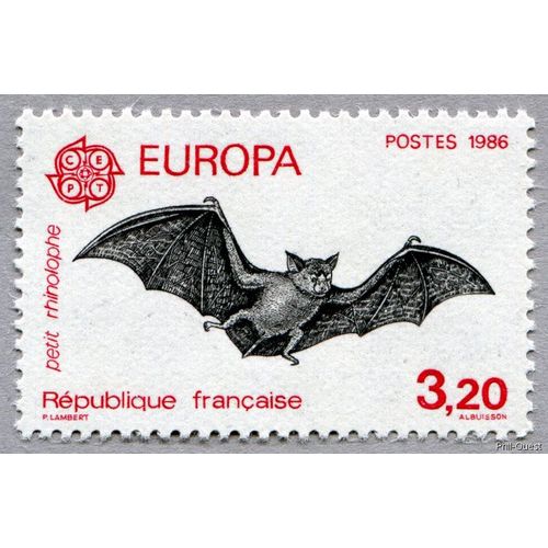 France 1986, Très Beau Timbre Neuf** Luxe Yvert 2417, Europa C.E.P.T., Chauve Souris, Petit Rhinolophe.