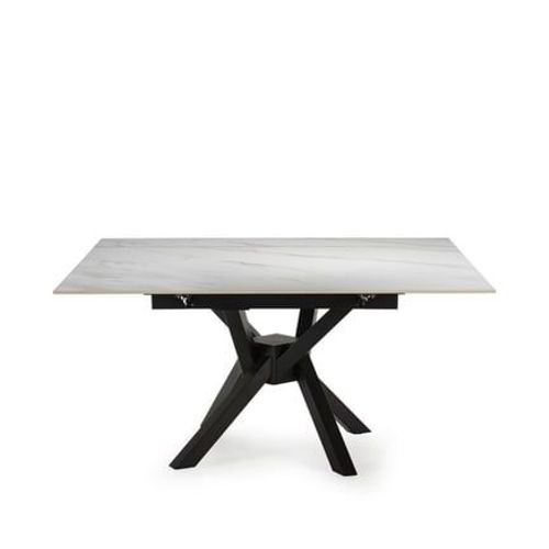 Drawer - Brelyn - Table À Manger Extensible 6 À 8 Personnes En Céramique Et Métal 150-200x90cm - Blanc