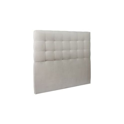Tete De Lit Capitonnee Velours Gris Clair L 135 Cm - Ep 10 Cm Rembourre