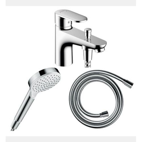 Hansgrohe - Pack mitigeur bain douche monotrou Vernis Blend + Flexible Isiflex + Pommeau Crometta blanc/chromé - Blanc