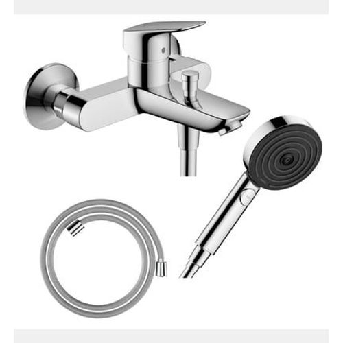 Hansgrohe - Pack mitigeur bain douche mécanique Logis + Flexible Designflex+Pommeau Pulsify Select EcoSmart 105 3jets chromé - Rose