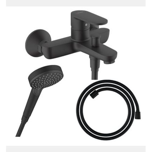 Hansgrohe - Pack mitigeur bain douche Vernis Blend + Flexible Designflex + Pommeau Vernis Blend 100 Vario noir mat - Noir