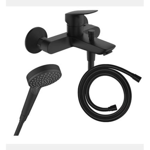 Hansgrohe - Pack mitigeur bain douche Logis + Flexible Isiflex + Pommeau Vernis Blend 100 Vario noir mat - Noir