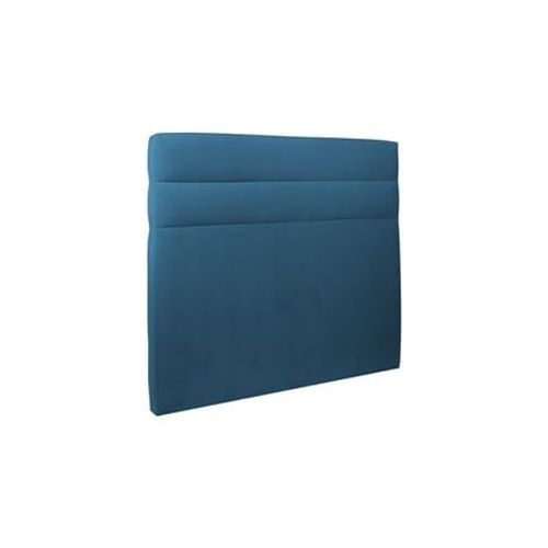 Tete De Lit Lignes Velours Bleu L 135 Cm - Ep 10 Cm Rembourre