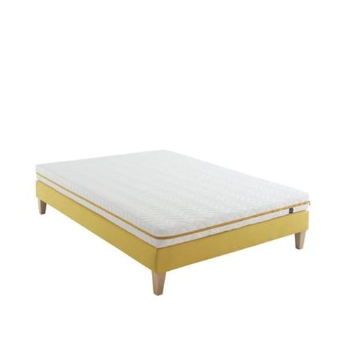 Someo - Ensemble Matelas Mousse, Sommier Et Pieds Aurore 200 - Blanc