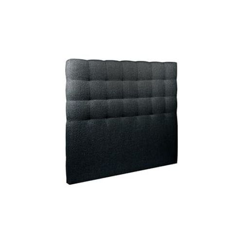 Tete De Lit Capitonnee Bouclette Noir L 135 Cm - Ep 10 Cm Rembourre