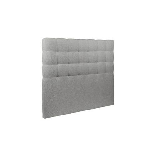 Tete De Lit Capitonnee Bouclette Gris L 135 Cm - Ep 10 Cm Rembourre